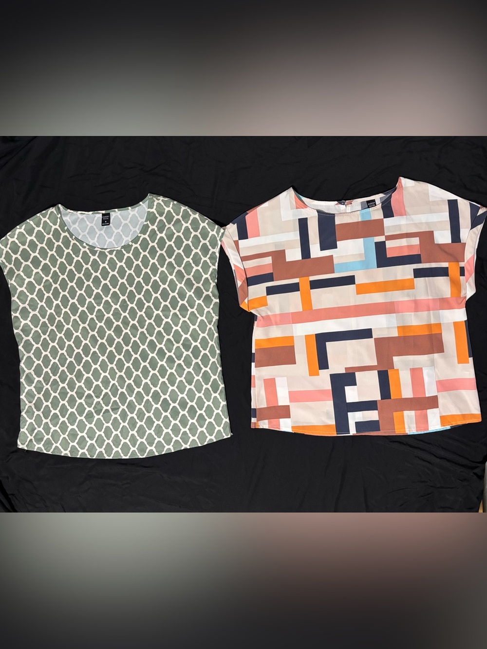 Women’s summer tops |Lot of 2| block style, 1-Geometric & 1-Tile Print